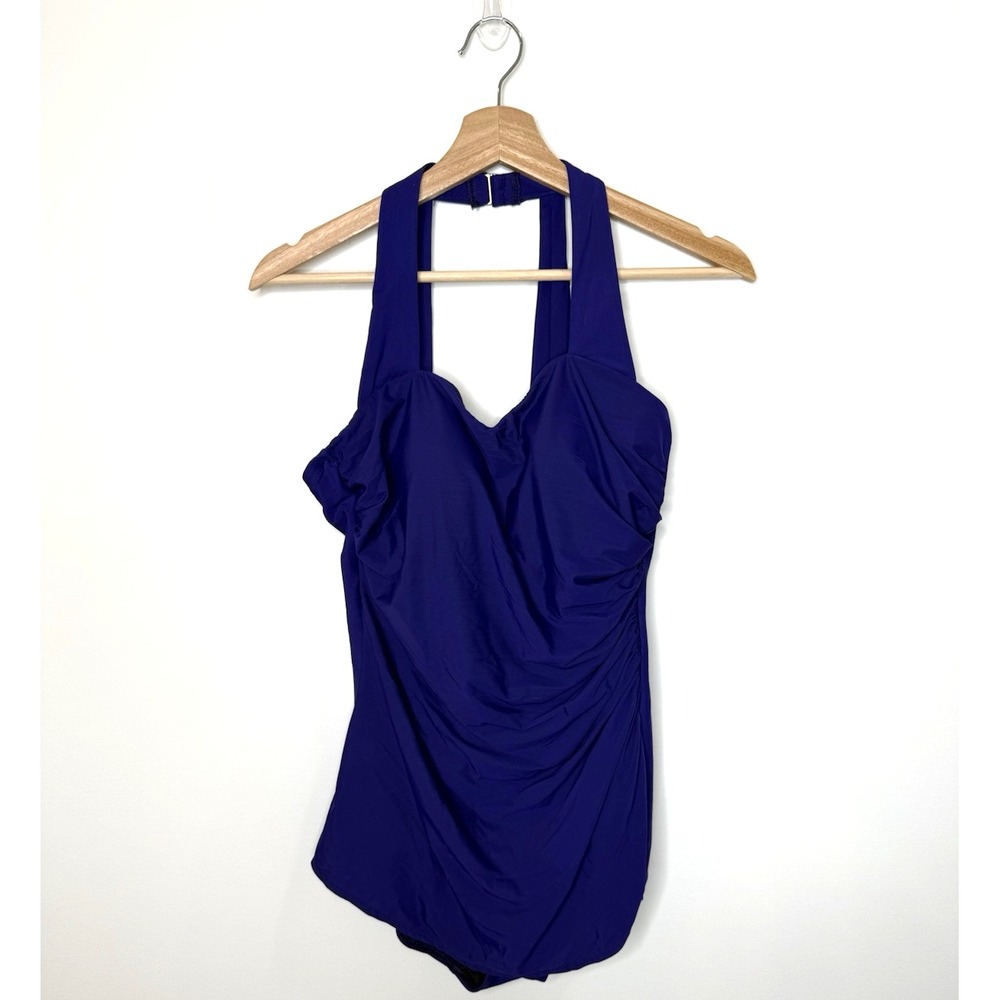 Lands End Bathing Suit 10 Mastectomy Slendersuit Tummy Control‎ Skirt One Piece